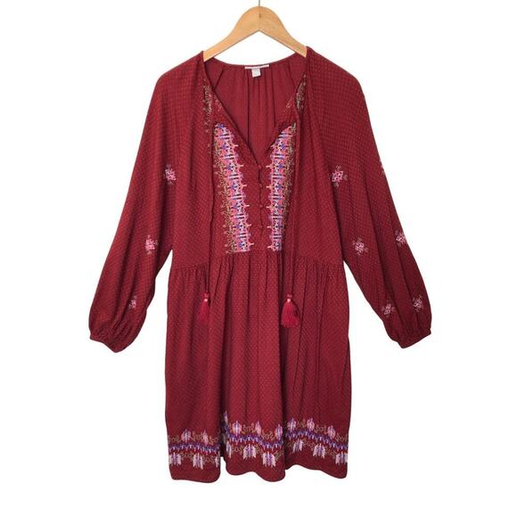 Knox Rose Embroidered Peasant Dress Long sleeve Cottage Core Sz: Large Boho - Picture 1 of 13